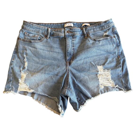 Sofia Vergara Lila Short Cut Off Denim Womens SIZE 16 Distressed Blue Raw Hem - Picture 1 of 7